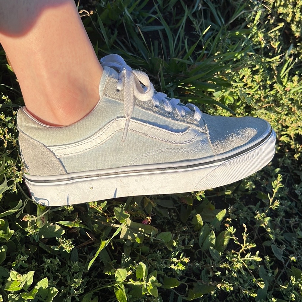 Old Skool Baby Blue Vans Size W 5.5, M 4